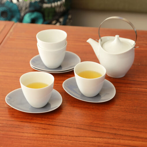 Våg Tea Set<br>ティーセット(土瓶White×カップWhite×プレートS gray) - 画像 (2)