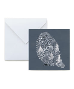 白フクロウのイラストのメッセージカード