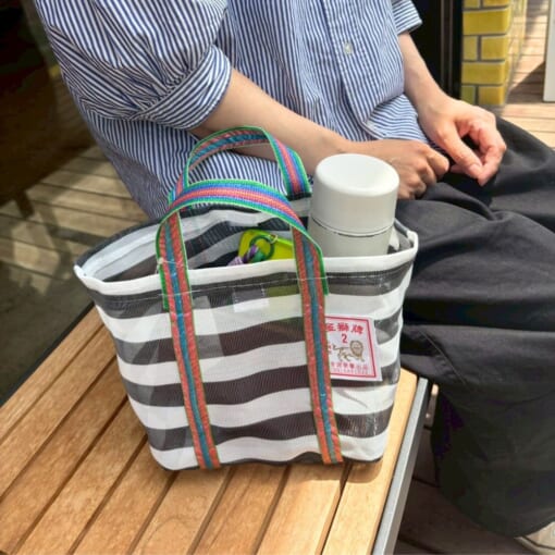 台湾バッグ<br>マチあり・細ボーダー白黒 - 画像 (6)