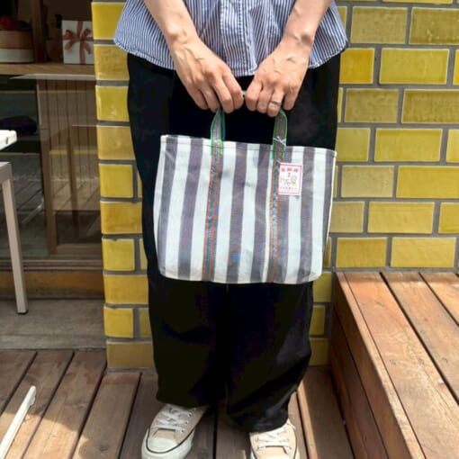 台湾バッグ<br>マチなし・細ボーダー虹色 - 画像 (3)
